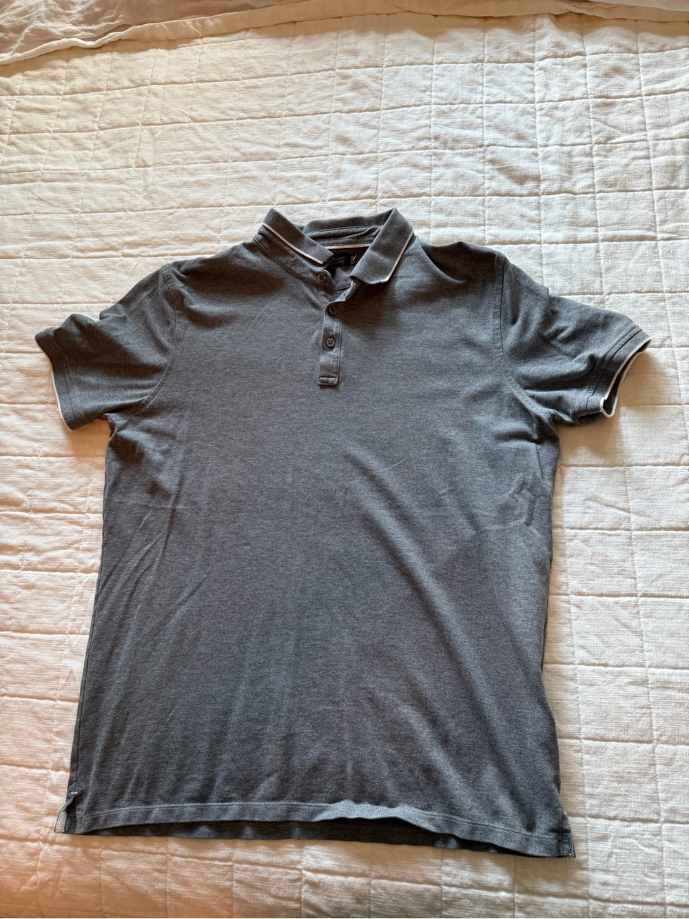 Banana Republic Men's Charcoal Polo with Contrast Trim